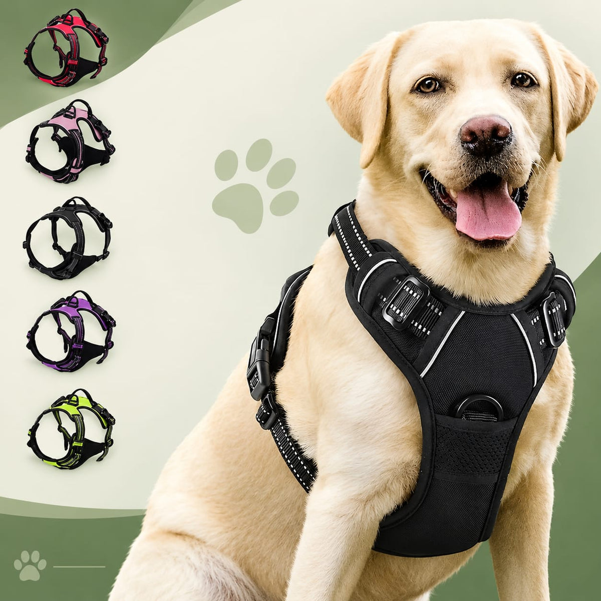 Adjustable No-Pull Dog Harness – Reflective Padded Vest for Small, Medium & Large Dogs